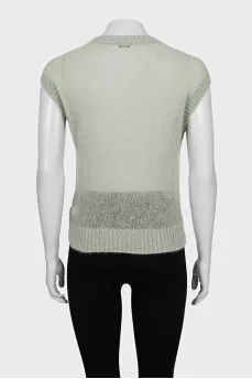 Green set with a cardigan with a tag