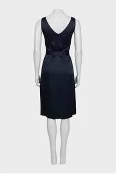 Blue fitted dress with draping