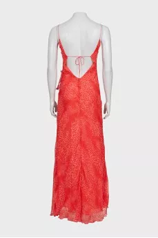 Vintage red dress with ruffle print