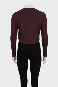 Brown long sleeve shirt with gathered waist
