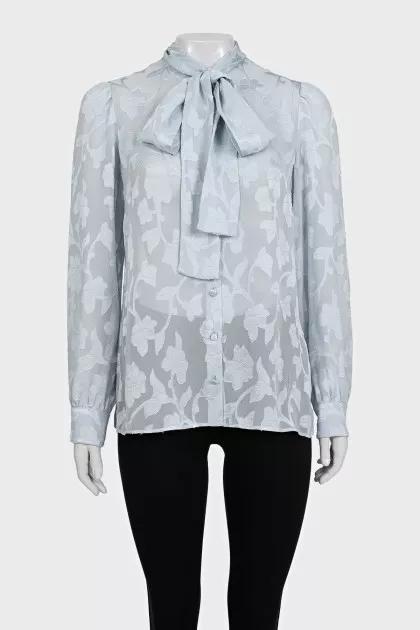 Silk blue printed blouse