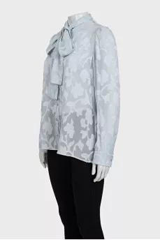 Silk blue printed blouse