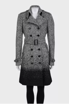 Black and white double-breasted coat