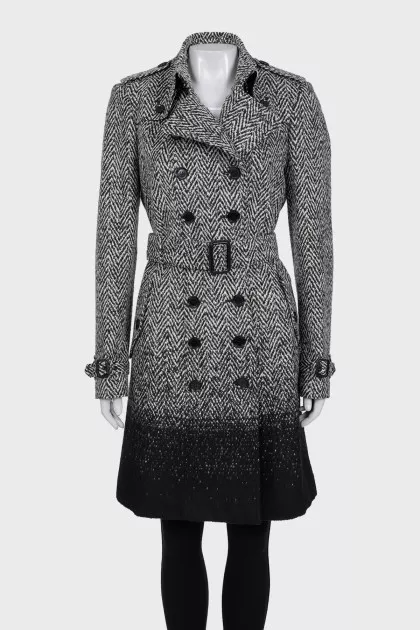 Black and white double-breasted coat