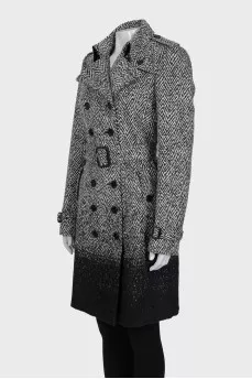 Black and white double-breasted coat