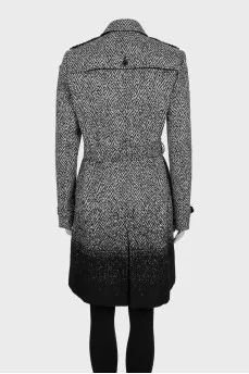Black and white double-breasted coat