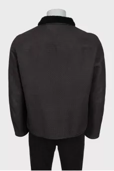 Men's black sheepskin leather coat