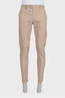 Men's beige high-waisted trousers