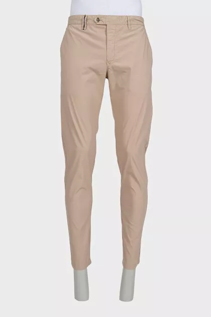 Men's beige high-waisted trousers