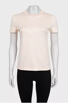 Light pink T-shirt with embroidered logo