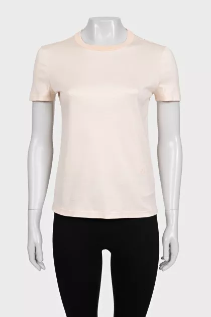 Light pink T-shirt with embroidered logo