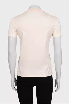 Light pink T-shirt with embroidered logo