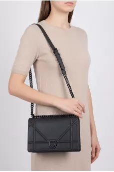 Black leather Diorama bag with decor