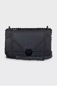 Black leather Diorama bag with decor