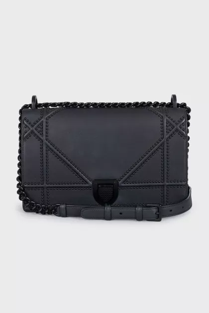 Black leather Diorama bag with decor