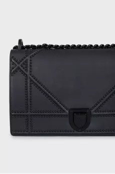 Black leather Diorama bag with decor