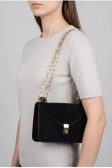 Black suede shoulder bag