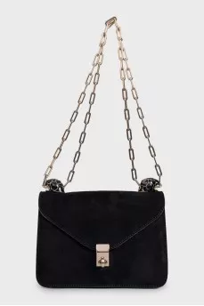 Black suede shoulder bag
