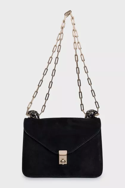 Black suede shoulder bag