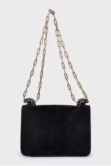 Black suede shoulder bag