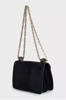 Black suede shoulder bag