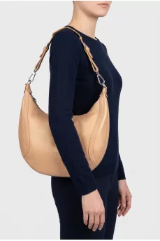 Gold leather hobo with logo