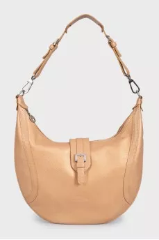 Gold leather hobo with logo