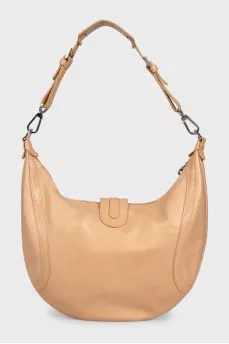 Gold leather hobo with logo