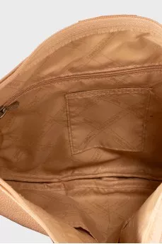 Gold leather hobo with logo