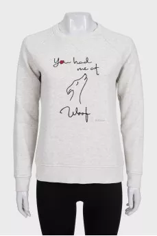 Gray sweatshirt with embroidered inscription