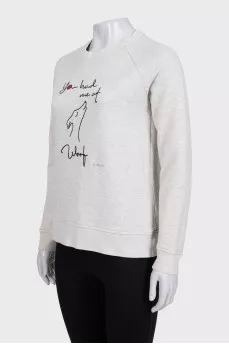 Gray sweatshirt with embroidered inscription