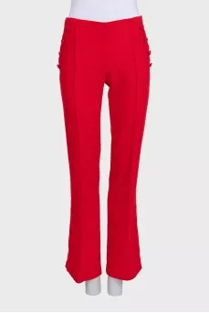Red straight trousers with buttons