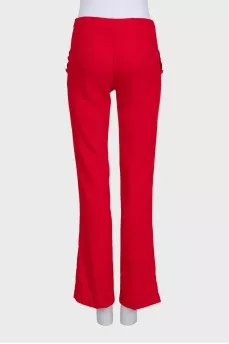 Red straight trousers with buttons