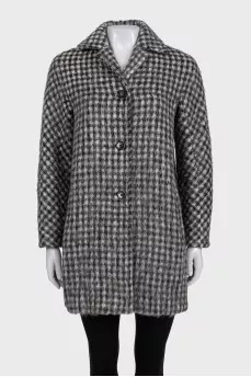 Black and white houndstooth print coat