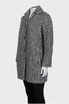Black and white houndstooth print coat