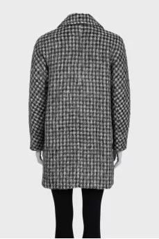 Black and white houndstooth print coat
