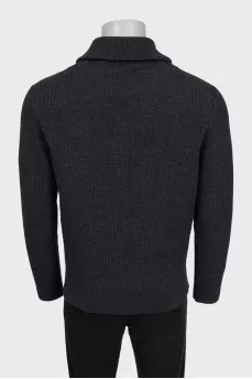 Men's dark gray regular fit zip-up sweater