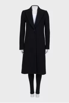 Single-breasted black coat with buttons