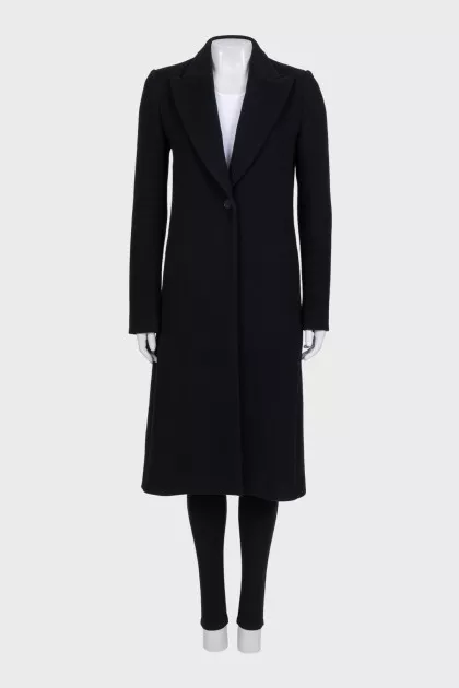 Single-breasted black coat with buttons
