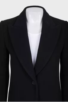 Single-breasted black coat with buttons
