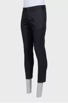 Men's black straight-leg trousers with creases