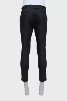 Men's black straight-leg trousers with creases