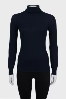 Blue cashmere turtleneck