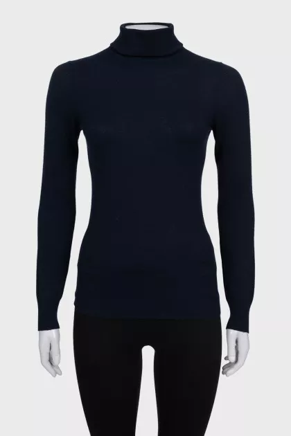 Blue cashmere turtleneck