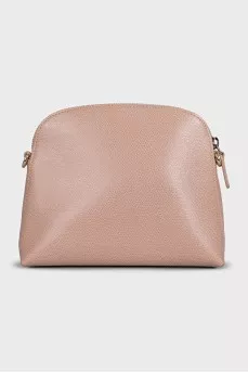 Pink leather bag with gold buttons