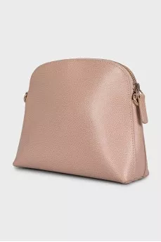Pink leather bag with gold buttons