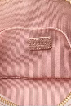 Pink leather bag with gold buttons