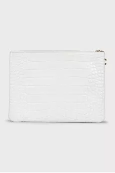 White leather clutch with embossing