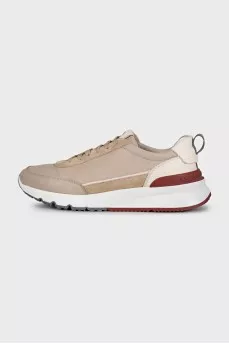 Men's leather sneakers with a red heel