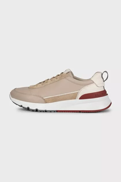Men's leather sneakers with a red heel